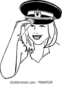 girl in a military cap