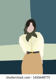 Girl in minimalism in a vector image. Flat