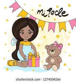 GIRL MIRACLE Valentine's Day Vector Illustration Set for Print, Decorations and Design.