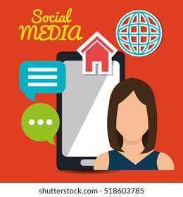 girl mobile chat speech globe web social media