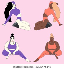 Girl-Modell plus Größe Pose langen Haar dicken Sport Schönheit Yoga sexy Set 