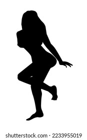 girl models standing and dance sillhoute,vector
