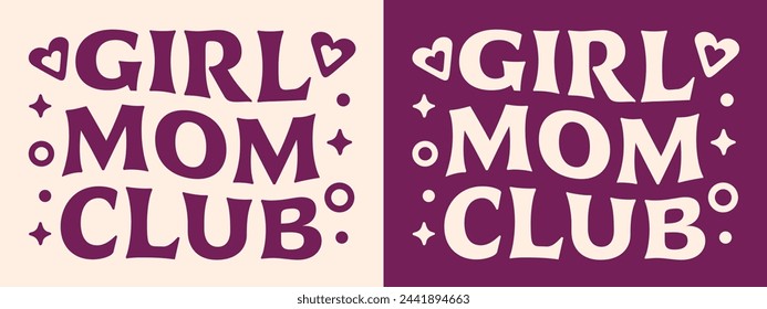 Letras de diseño de camiseta de mamá chica. Citas para regalos del día de la madre revelan el género. Groovy wavy retro bruja púrpura estética. Vector de texto gráfico para niñas orgullosas mamá mamá ropa imprimir cortar archivo.