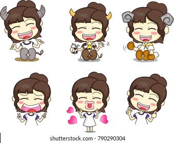 Girl mood and expression set, hope you will enjoy with my cartoon expression- happy, funny, angry and sad emotions.