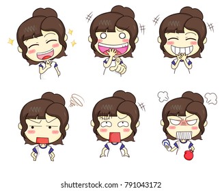 Girl mood and expression set, hope you will enjoy with my cartoon expression- happy, funny, angry and sad emotions.