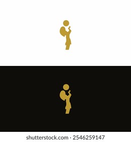 Girl and moon vector logo template design