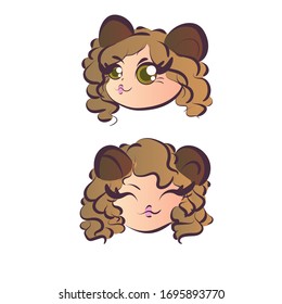 Girl mouse face emotions design