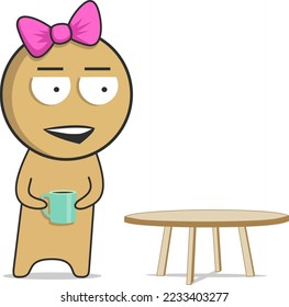 Girl with a mug. Girl with coffee.
