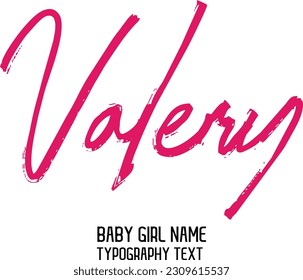 Nombre de la niña Cursivo Escrito a mano Tipografía de pincel Valery de texto