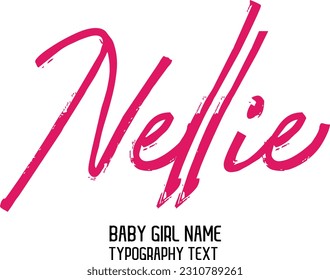 Girl Name Cursive Handwritten Brush Typography Text Nellie svg