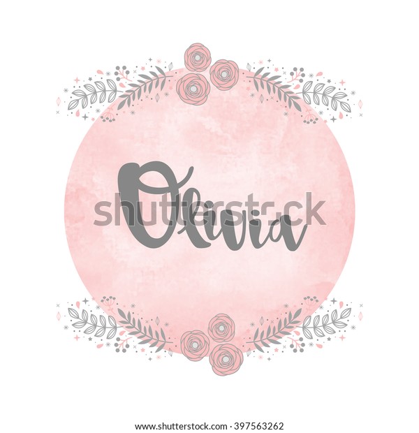 Girl Name Olivia Calligraphy Lettering Cute Stock Vector (Royalty Free