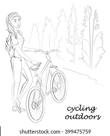 girl near bike cycling outdoors