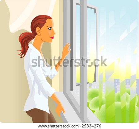 The girl near a window