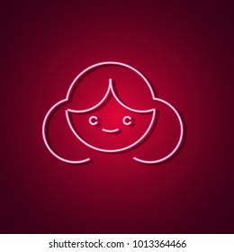 Girl neon sign. Neon sign, bright signboard, light banner. Vector icon