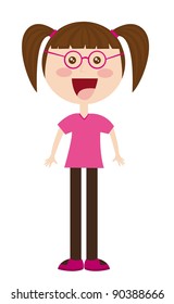girl with nerd glasses over white background. vector illustration