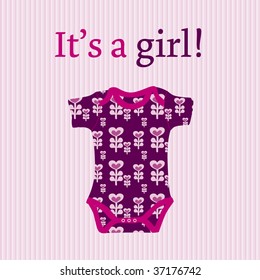 It's a girl - newborn baby announcement in vector