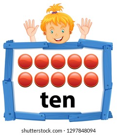 Girl with number ten banner illustration