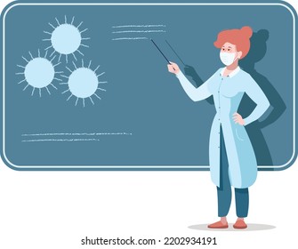 girl nurse shows the name of the virus