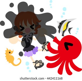 A girl and an octopus