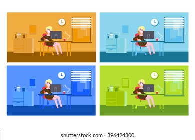 The girl in the office vector
