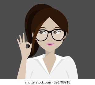 Girl with OK sign.vector illustrator
