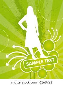 Girl on abstract background with sample text