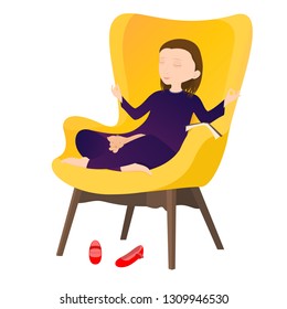 Girl on Armchair Relaxing Lotus Pose