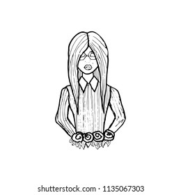 Girl on the background. Isolated object. Girl vector illustration. For wallpaper design, banners, badge, logo, business card, cafe, restaurant, clothes. Girl illustration.