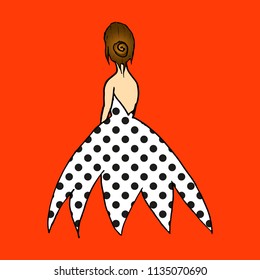 Girl on the background. Isolated object. Girl vector illustration. For wallpaper design, banners, badge, logo, business card, cafe, restaurant, clothes. Girl illustration.
