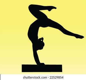 Girl On Balance Beam - Vector