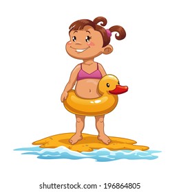 Girl On Beach Stock Vector (Royalty Free) 196864805 | Shutterstock