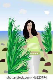 The girl on the beach