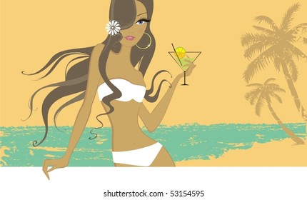 niña en la playa
