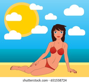 The girl on the beach