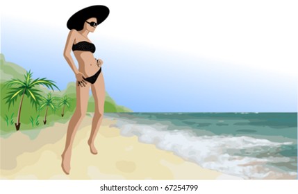 girl on a beach (horizontal  version)