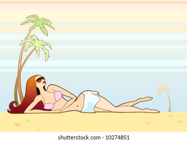 girl on the beach vector