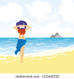 girl on the beach vector