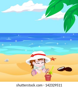 girl on a beach vector