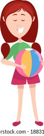 Girl on a beach,illustration,vector on white background