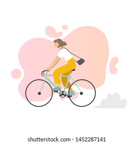 
The girl on the bike. Healthy lifestyle. Vector illustration.