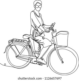 the girl on the bike. one line