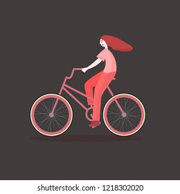 girl on bike vector for web