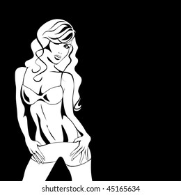girl on black, vector
