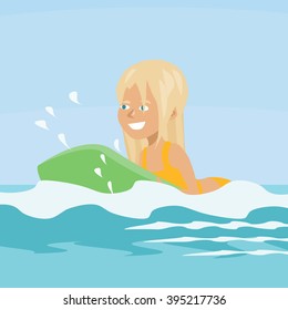 girl on board at sea cartoon