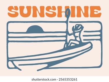 Girl on canoe enjoy sunset on the beach