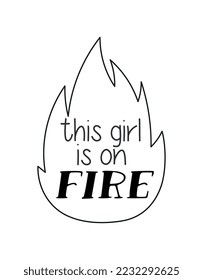 Girl on fire. Positivity and optimism, motivation. Minimalistic poster or banner for website. Energy, power and strength. Hippie era, back to 80s and 90s concept. Cartoon flat vector illustration
