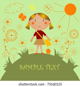 Girl on a flower meadow