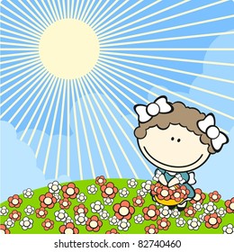 Girl on a flower meadow