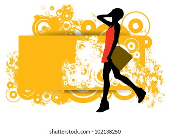Niña de fondo morena. Ilustrador de vectores.