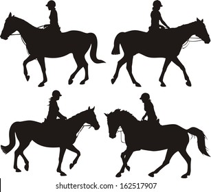 girl on horse - dressage silhouettes